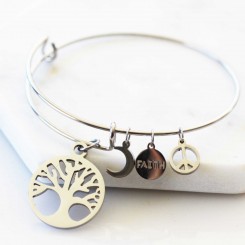 Faith, Strength, Peace -  Adjustable Bangle